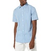 Amazon Essentials Men’s Slim-Fit Short-Sleeve Poplin Shirt(Light Blue White Gingham)