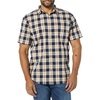 Amazon Essentials Men’s Slim-Fit Short-Sleeve Poplin Shirt(Navy Gold Plaid)