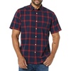 Amazon Essentials Men’s Slim-Fit Short-Sleeve Poplin Shirt(Navy Red Buffalo Plaid)