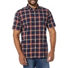 Amazon Essentials Men’s Slim-Fit Short-Sleeve Poplin Shirt(Navy Red Plaid)
