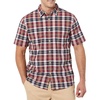 Amazon Essentials Men’s Slim-Fit Short-Sleeve Poplin Shirt(Navy Red White Plaid)