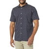 Amazon Essentials Men’s Slim-Fit Short-Sleeve Poplin Shirt(Navy Roses)
