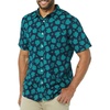 Amazon Essentials Men’s Slim-Fit Short-Sleeve Poplin Shirt(Navy Teal Green Palm Leaf Print)