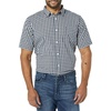 Amazon Essentials Men’s Slim-Fit Short-Sleeve Poplin Shirt(Navy White Gingham)