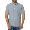 Amazon Essentials Men’s Slim-Fit Short-Sleeve Poplin Shirt(Navy White Stripe)