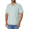 Amazon Essentials Men’s Vacation Cotton Button-Down Short Sleeve Resort Shirt(Light Blue Stripe)