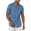 Amazon Essentials Men’s Vacation Cotton Button-Down Short Sleeve Resort Shirt(Navy Palm Leaf Print)