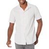 Amazon Essentials Men’s Vacation Cotton Button-Down Short Sleeve Resort Shirt(Pink Teal Blue Vertical Stripe)