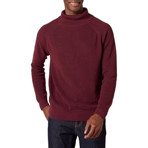 Amazon Essentials Men’s 100% Cotton Rib Knit Turtleneck Sweater(Burgundy)