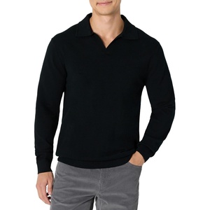 Amazon Essentials Men’s Long Sleeve Regular-Fit Knit Polo Sweater(Black)
