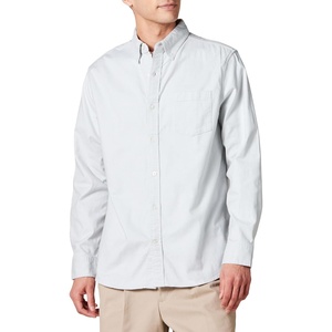 Amazon Essentials Men’s Long Sleeve Shirt – Regular-Fit, Pocket Stretch Oxford (Available in Big & Tall)(Light Grey)