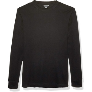 Amazon Essentials Men’s Long Sleeve Slim-Fit Waffle Thermal Shirt with Ribbed Trim(Black)