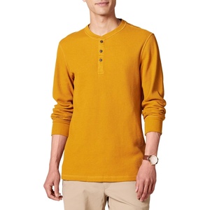 Amazon Essentials Men’s Long Sleeve Waffle Henley Shirt(Gold)
