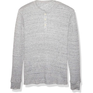 Amazon Essentials Men’s Long Sleeve Waffle Henley Shirt(Light Grey Heather)
