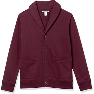 Amazon Essentials Men’s Long-Sleeve Cardigan With Shawl-Collar(Burgundy)
