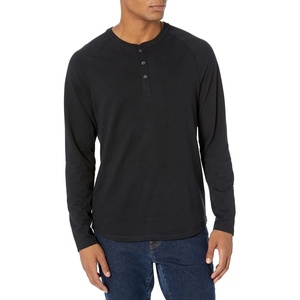 Amazon Essentials Men’s Long-Sleeve Henley Shirt(Black)