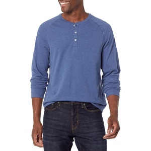 Amazon Essentials Men’s Long-Sleeve Henley Shirt(Blue Heather)