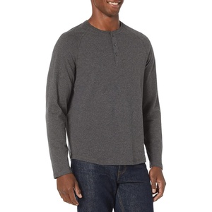 Amazon Essentials Men’s Long-Sleeve Henley Shirt(Charcoal Heather)