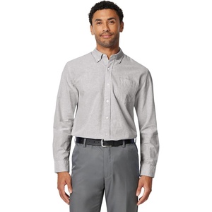 Amazon Essentials Men’s Long-Sleeve Pocket Oxford Shirt(Grey)