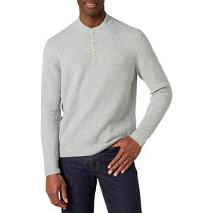 Amazon Essentials Men’s Long-Sleeve Soft Touch Cotton Blend Henley Sweater(Medium Grey Heather)