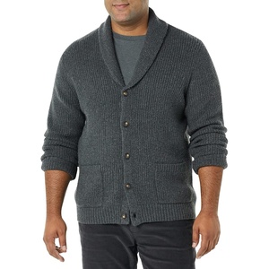 Amazon Essentials Men’s Long-Sleeve Soft Touch Shawl Collar Cardigan(Charcoal Heather)