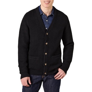 Amazon Essentials Men’s Long-Sleeve Soft Touch V-Neck Cardigan Sweater(Black)