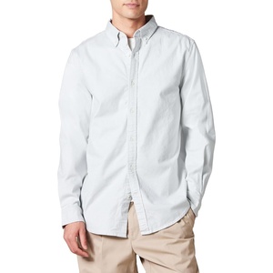 Amazon Essentials Men’s Oxford Shirt, Slim-Fit Stretch, Long-Sleeve, Button Up(Light Grey)