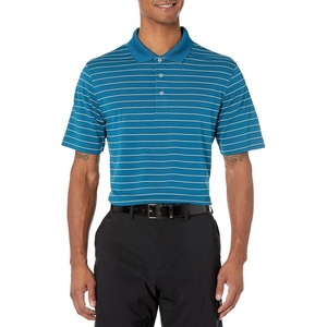 Amazon Essentials Men’s Regular Fit Golf Polo Shirt, Moisture-Wicking Quick Dry, Recycled Polyester, Short Sleeve(Teal Blue White Stripe)