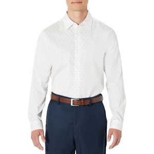 Amazon Essentials Men’s Regular Fit Long Sleeve Wrinkle Resistant Stretch Dress Shirt(Navy White Diamond Geo)
