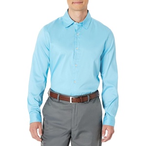 Amazon Essentials Men’s Regular Fit Long Sleeve Wrinkle Resistant Stretch Dress Shirt(Sky Blue)