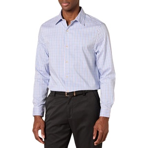 Amazon Essentials Men’s Regular Fit Long Sleeve Wrinkle Resistant Stretch Dress Shirt(White  Grid Check)