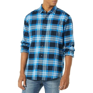 Amazon Essentials Men’s Regular Fit Long-Sleeve Flannel Shirt, Soft Brushed Cotton, Lightweight yet Warm(Black Blue Grey Tartan Plaid)