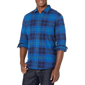 Amazon Essentials Men’s Regular Fit Long-Sleeve Flannel Shirt, Soft Brushed Cotton, Lightweight yet Warm(Black Blue Plaid)