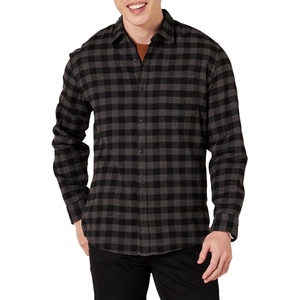 Amazon Essentials Men’s Regular Fit Long-Sleeve Flannel Shirt, Soft Brushed Cotton, Lightweight yet Warm(Charcoal Buffalo Plaid)
