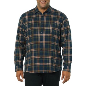 Amazon Essentials Men’s Regular Fit Long-Sleeve Flannel Shirt, Soft Brushed Cotton, Lightweight yet Warm(Dark Navy Plaid)