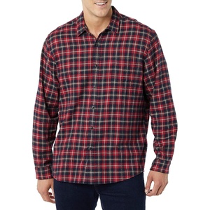 Amazon Essentials Men’s Regular Fit Long-Sleeve Flannel Shirt, Soft Brushed Cotton, Lightweight yet Warm(Dark Red Plaid)