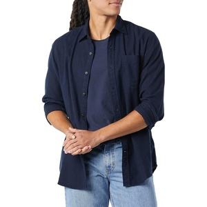 Amazon Essentials Men’s Regular Fit Long-Sleeve Flannel Shirt, Soft Brushed Cotton, Lightweight yet Warm(Navy)