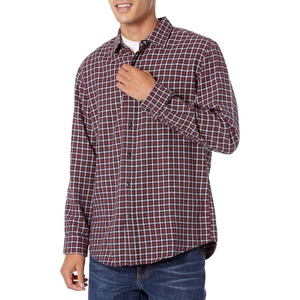 Amazon Essentials Men’s Regular Fit Long-Sleeve Flannel Shirt, Soft Brushed Cotton, Lightweight yet Warm(Navy Red Plaid)
