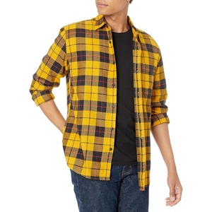 Amazon Essentials Men’s Regular Fit Long-Sleeve Flannel Shirt, Soft Brushed Cotton, Lightweight yet Warm(Yellow Plaid)