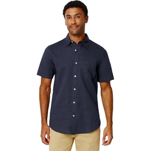 Amazon Essentials Men’s Regular Fit Short Sleeve Linen Shirt(Navy)