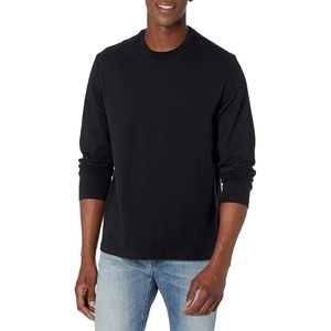 Amazon Essentials Men’s Regular-Fit Crewneck Long-Sleeve T-Shirt, Casual Cotton Jersey(Black)