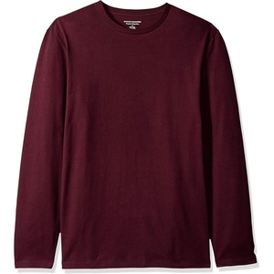 Amazon Essentials Men’s Regular-Fit Crewneck Long-Sleeve T-Shirt, Casual Cotton Jersey(Burgundy)