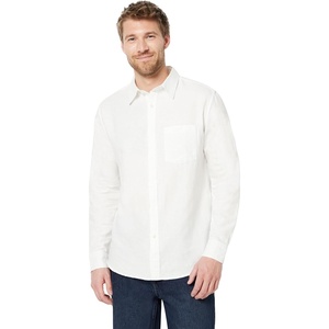 Amazon Essentials Men’s Regular-Fit Long Sleeve Linen Blend Shirt(White)