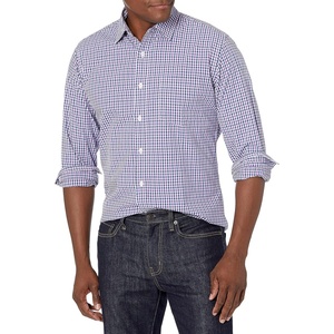 Amazon Essentials Men’s Regular-Fit Long-Sleeve Casual Poplin Shirt, Button Front, Business Casual, Collared(Blue Purple Gingham)
