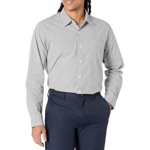 Amazon Essentials Men’s Regular-Fit Long-Sleeve Casual Poplin Shirt, Button Front, Business Casual, Collared(Grey Gingham)
