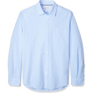 Amazon Essentials Men’s Regular-Fit Long-Sleeve Casual Poplin Shirt, Button Front, Business Casual, Collared(Light Blue)