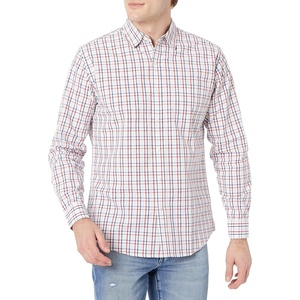 Amazon Essentials Men’s Regular-Fit Long-Sleeve Casual Poplin Shirt, Button Front, Business Casual, Collared(Red/White/Blue Plaid)