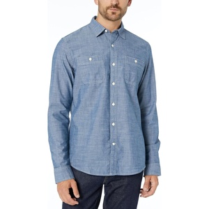 Amazon Essentials Men’s Regular-Fit Long-Sleeve Lightweight Cotton Chambray Shirt with Pockets(Rinsed)