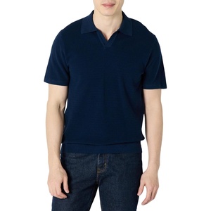Amazon Essentials Men’s Regular-Fit Short-Sleeve Knit Polo Sweater, Breathable Cotton Nylon(Navy)