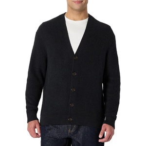 Amazon Essentials Men’s Relaxed-Fit Cotton Blend Cardigan(Black)